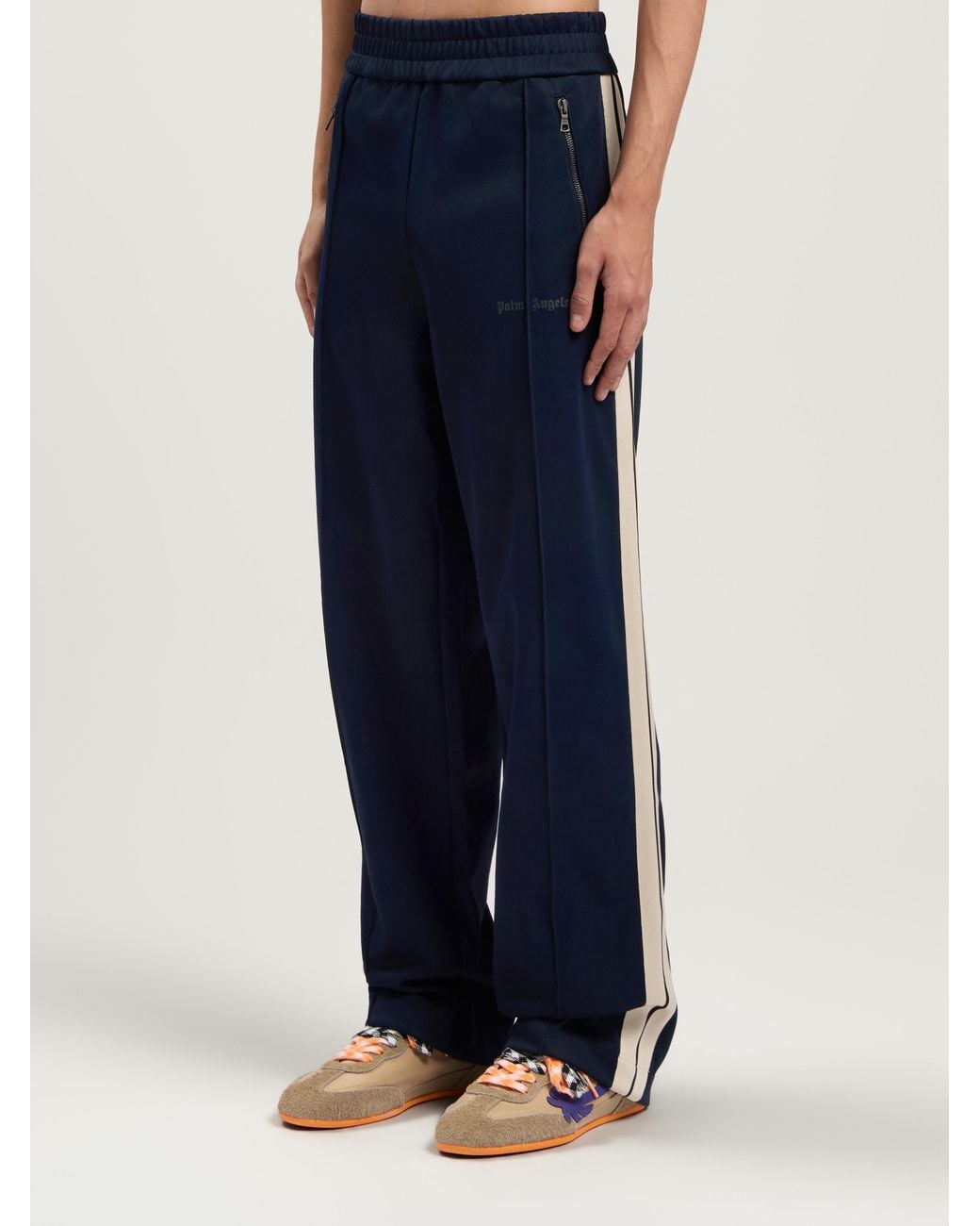 Palm Angels Blue Classic Logo Zip-Up Track Pants Dark for men