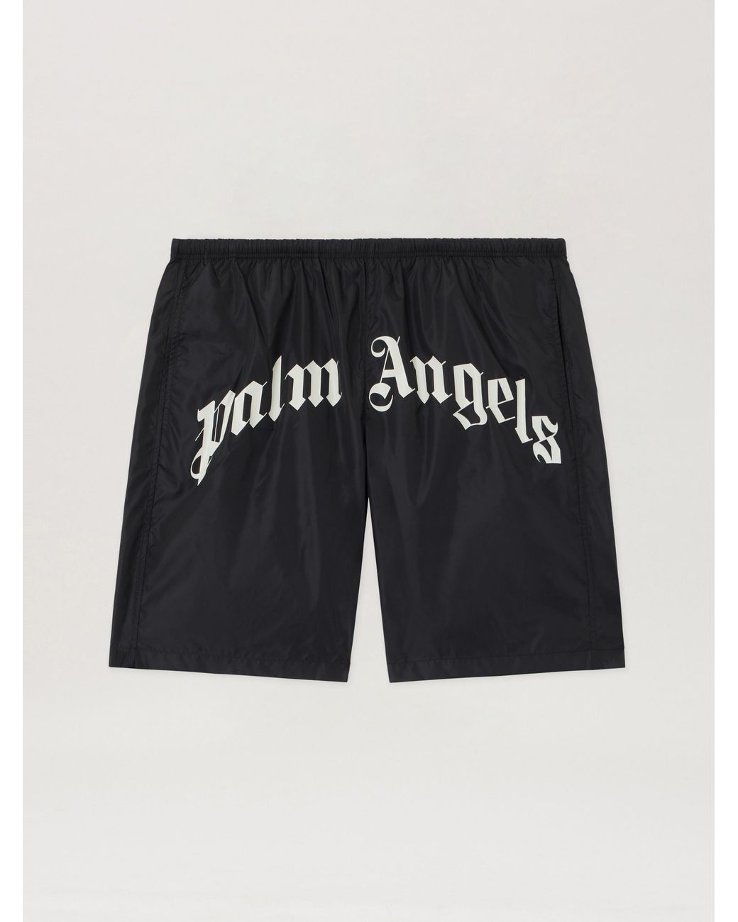 Palm Angels Black Curved Logo Swimshorts for men