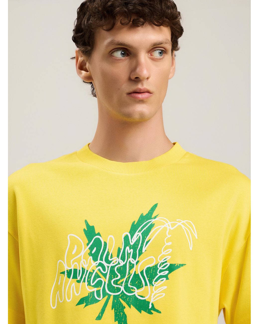 Palm Angels Yellow Palm Leaf T-Shirt for men