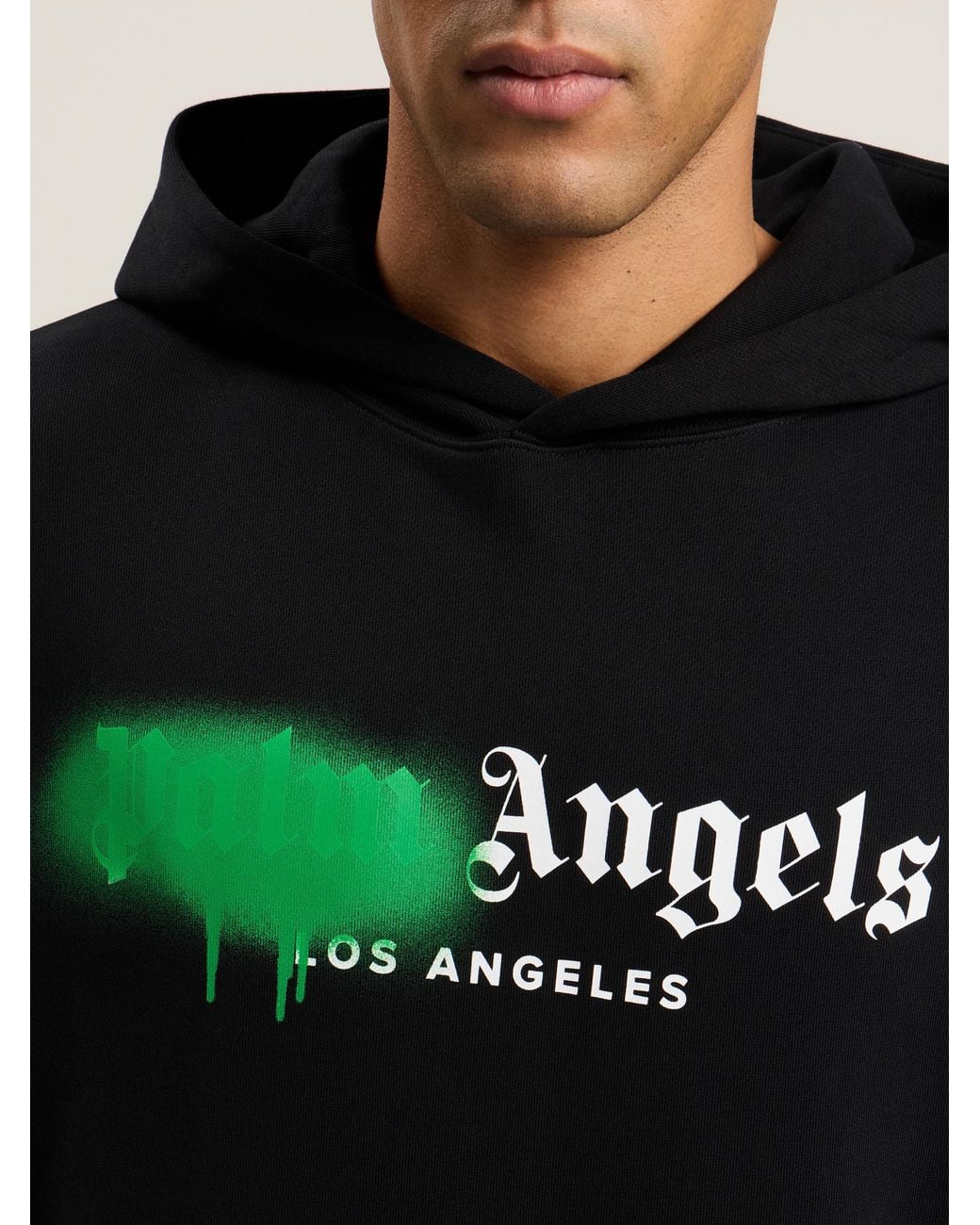 Palm Angels Black Spray City Los Angeles Hoodie for men