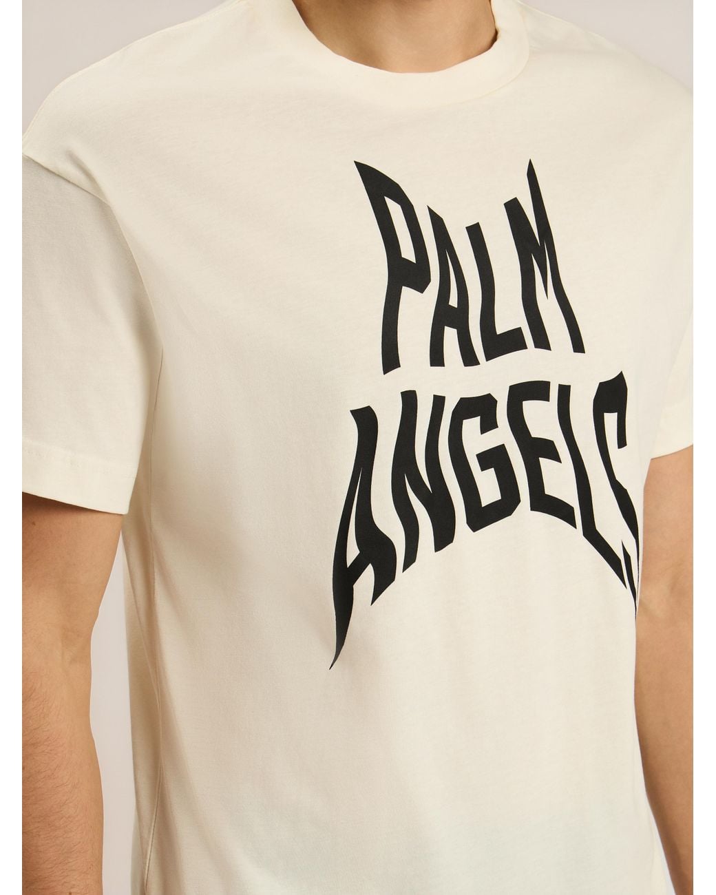 Palm Angels Natural Palm Distorted Regular T-Shirt Off for men