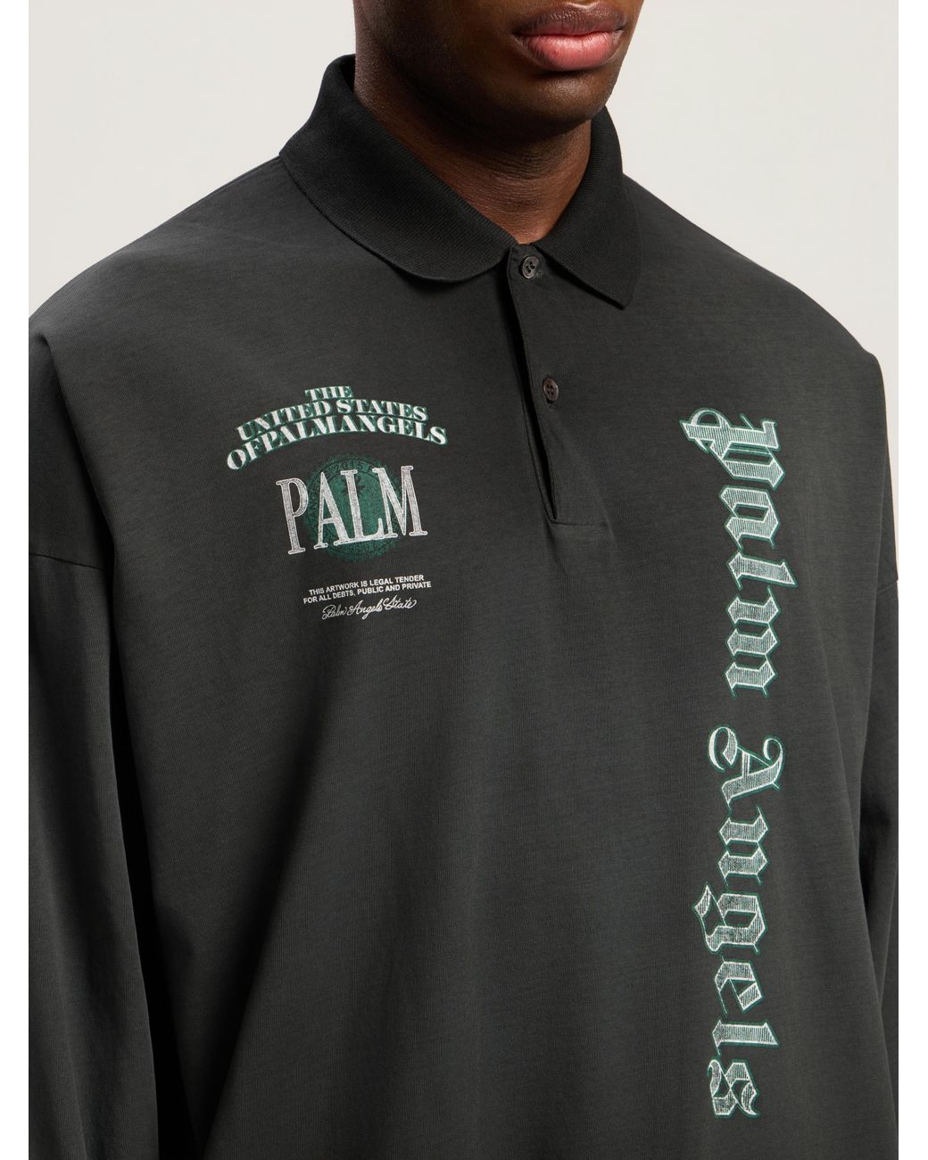 Palm Angels Multicolor Dollar Logo Long Sleeve Polo Vintage for men