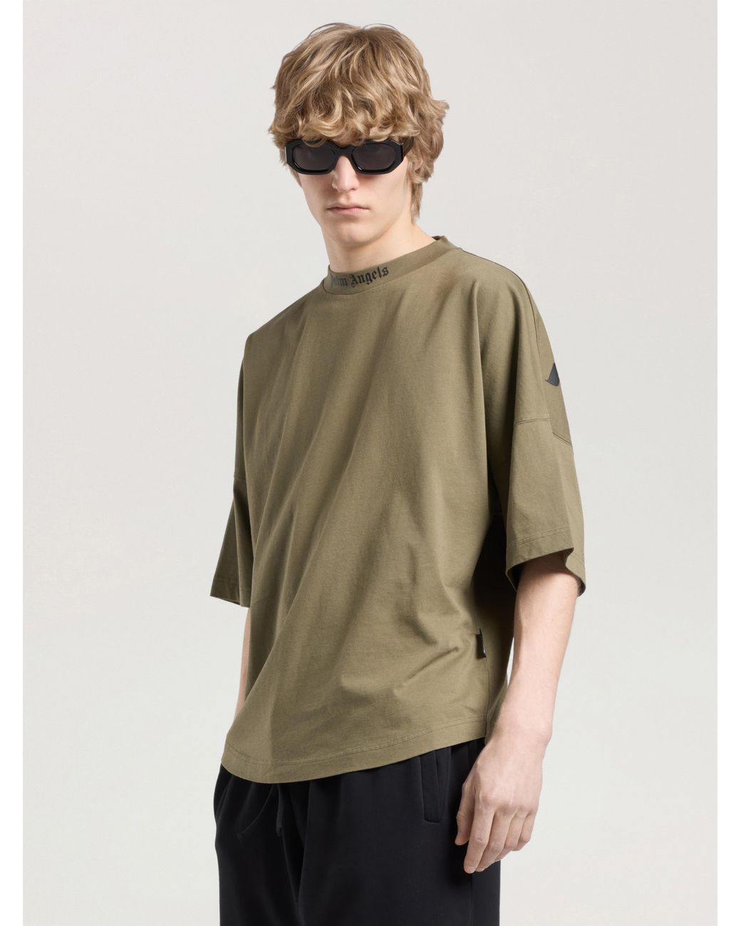 Palm Angels Green Classic Logo Oversized T-Shirt for men