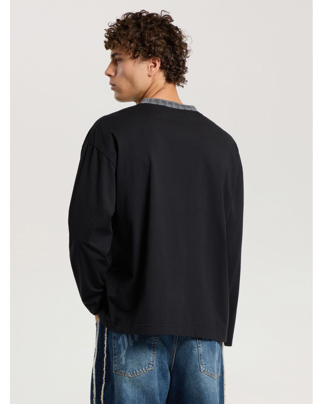 Palm Angels Blue Palm Rib Long Sleeve T-Shirt for men