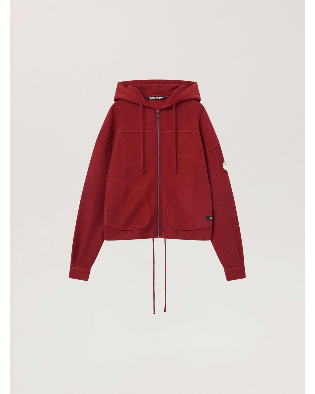 Palm Angels Red Palm Tree Zip Loose Hoodie Brick for men