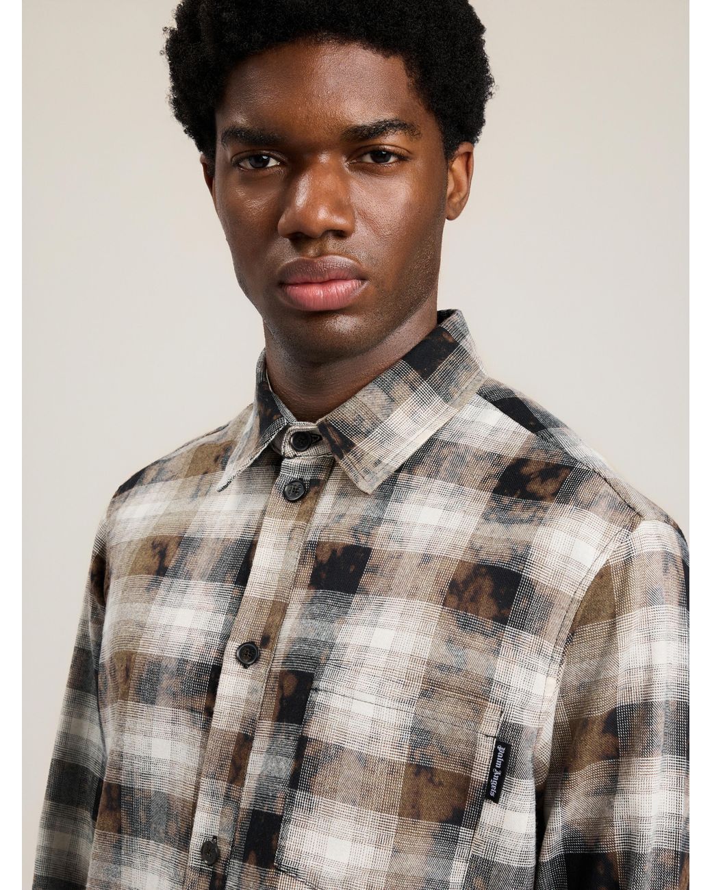 Palm Angels White Classic Logo Check Shirt for men