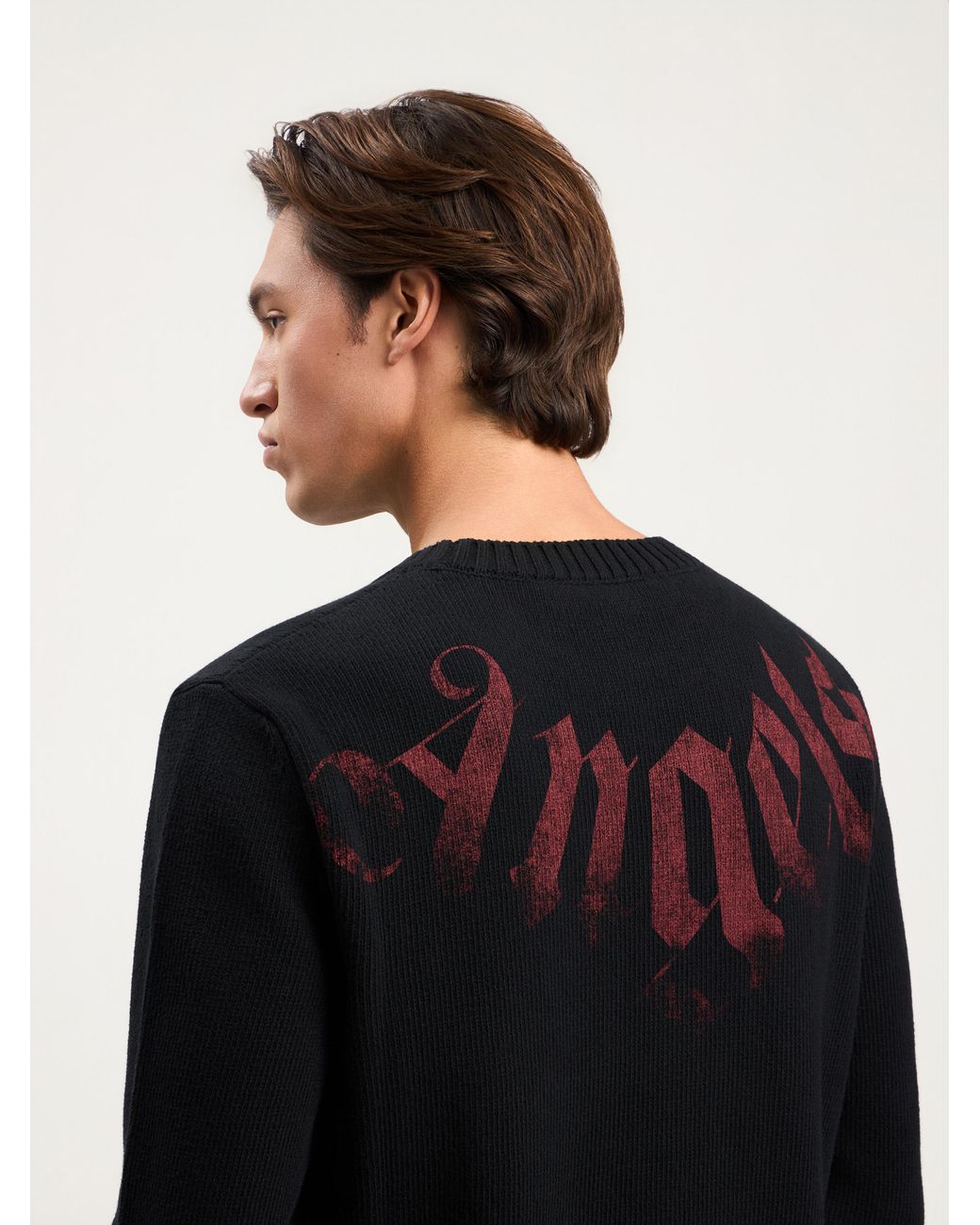 Palm Angels Black Big Neck Logo Sweater for men