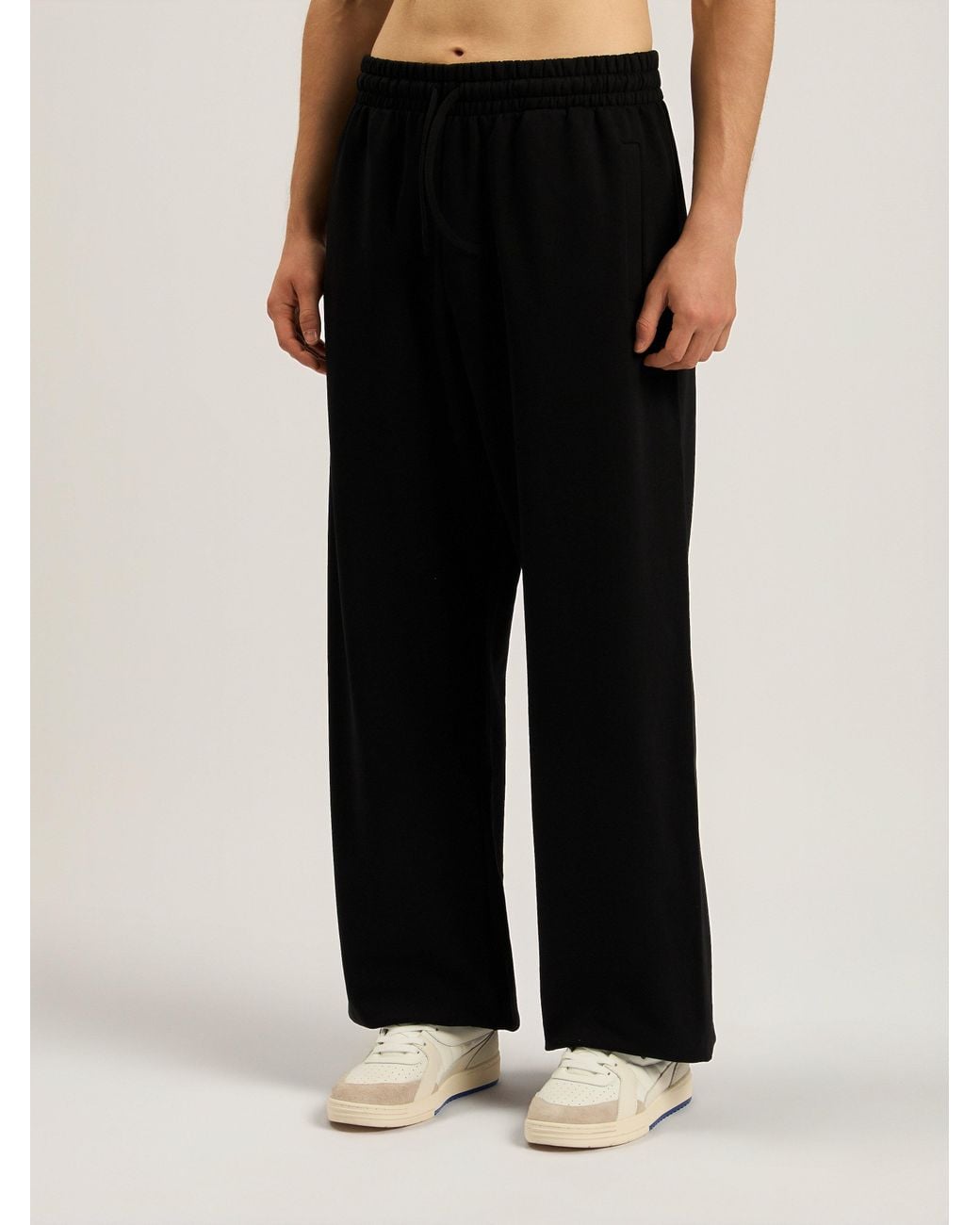 Palm Angels Black Brushed Palm Tree Sweatpants for men