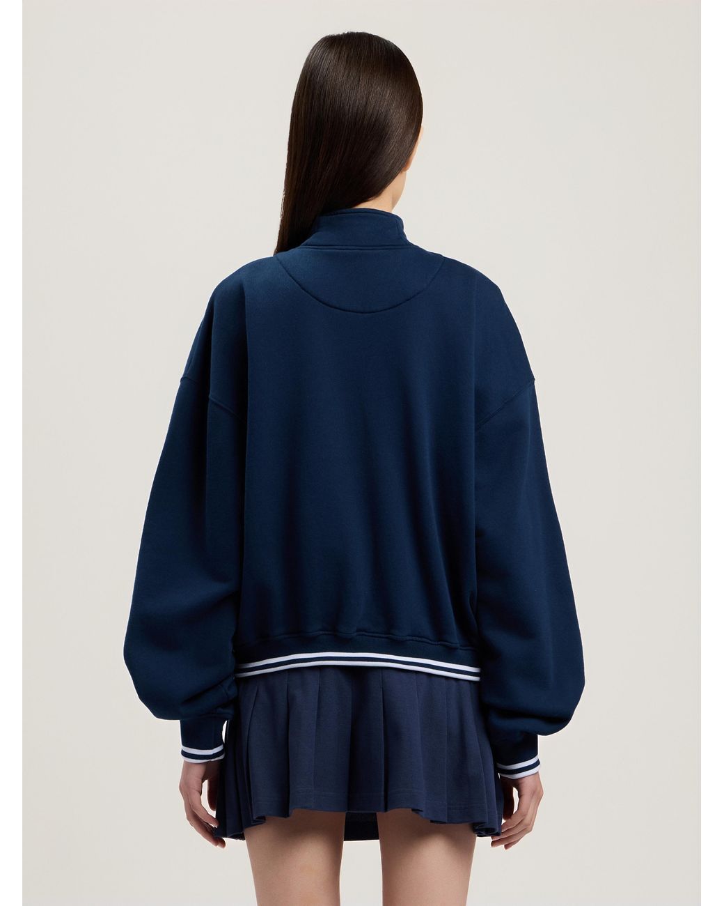 Palm Angels Blue Classic Logo Half-Zip Sweatshirt