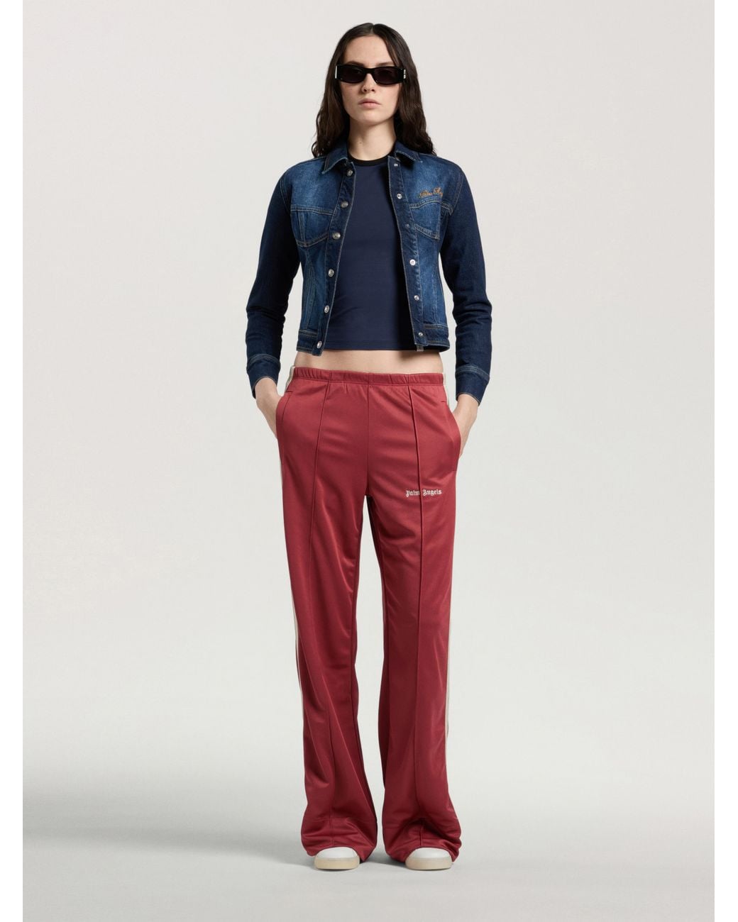 Palm Angels Red Classic Logo Track Loose Pants Brick
