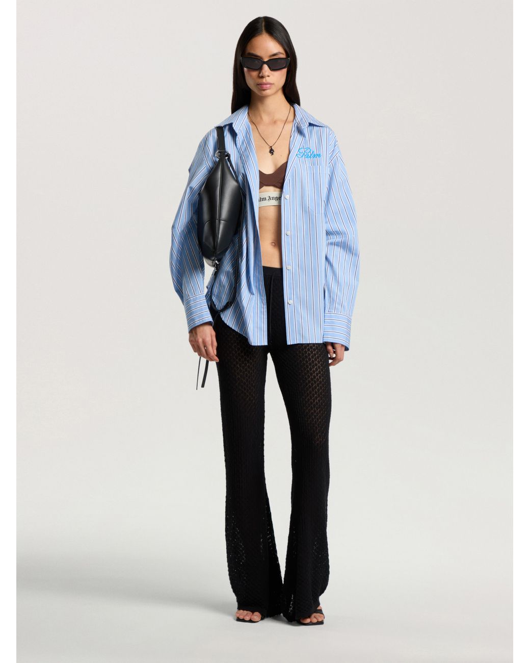 Palm Angels Blue Palm Sway Oversized Shirt Medium