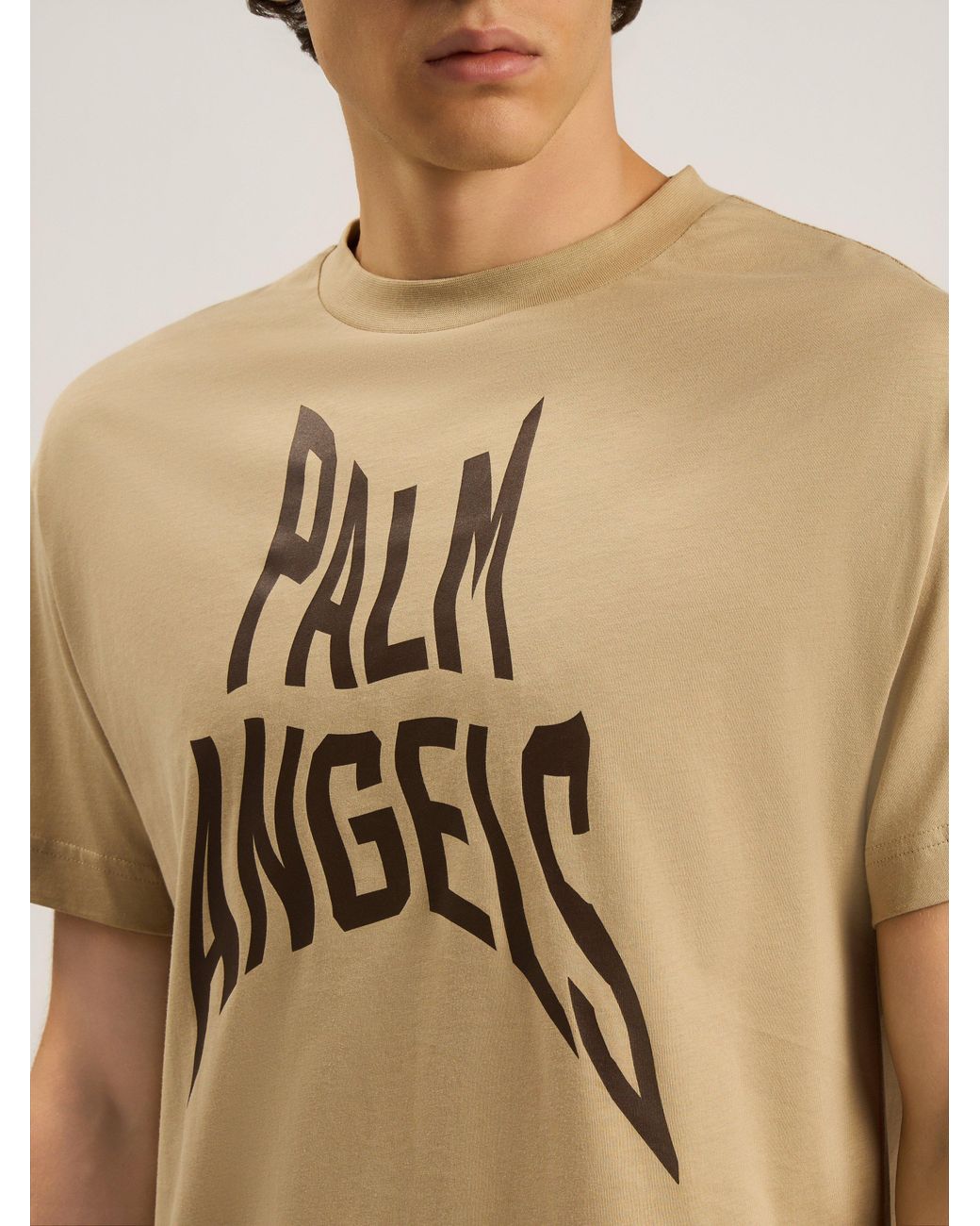 Palm Angels Natural Palm Distorted Regular T-Shirt for men
