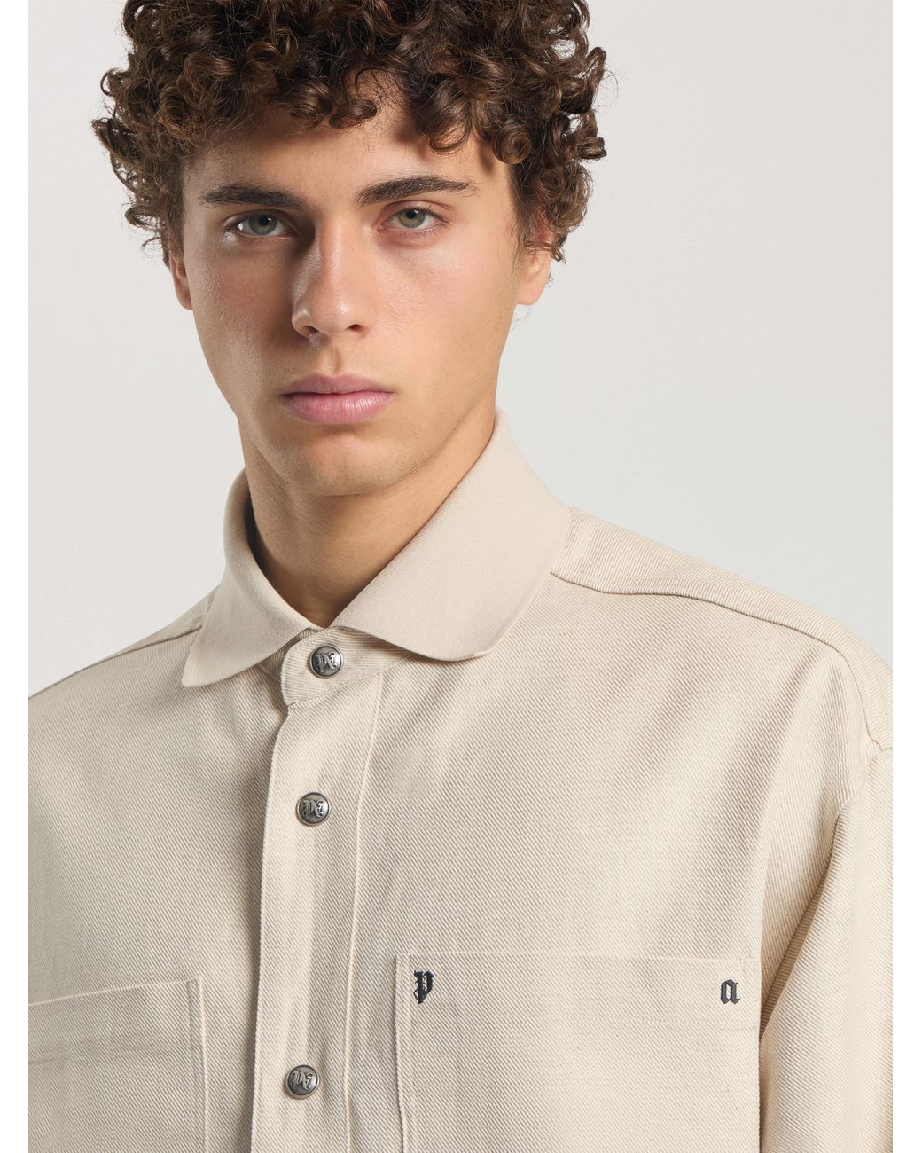 Palm Angels Natural Palm Type Loose Shirt Off for men
