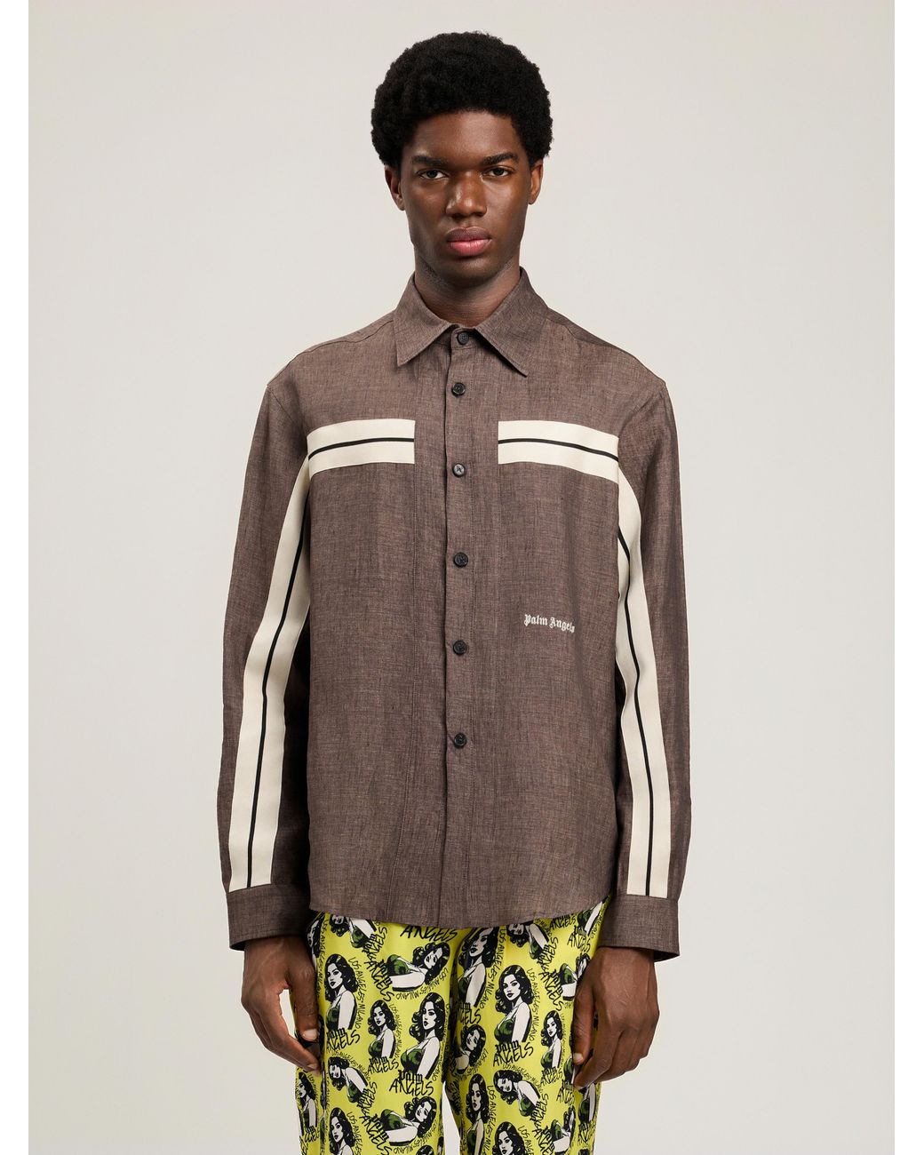 Palm Angels Brown Classic Logo Trackshirt for men