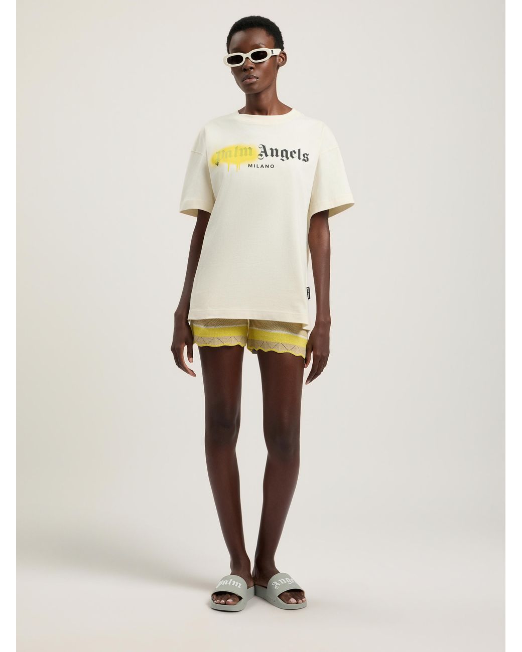 Palm Angels Natural Spray City Milan T-Shirt for men