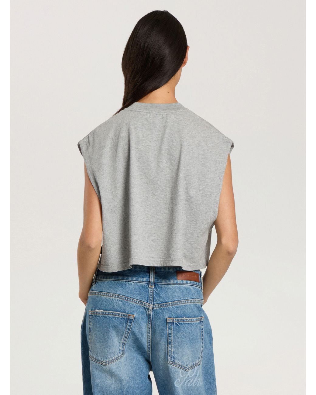 Palm Angels Gray Studded Box Logo Tank Top