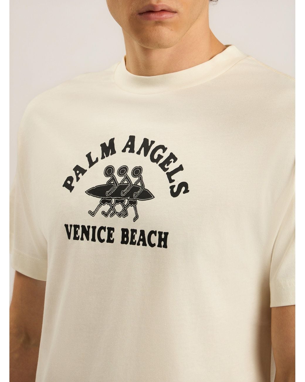 Palm Angels Natural Surf Regular T-Shirt Off for men