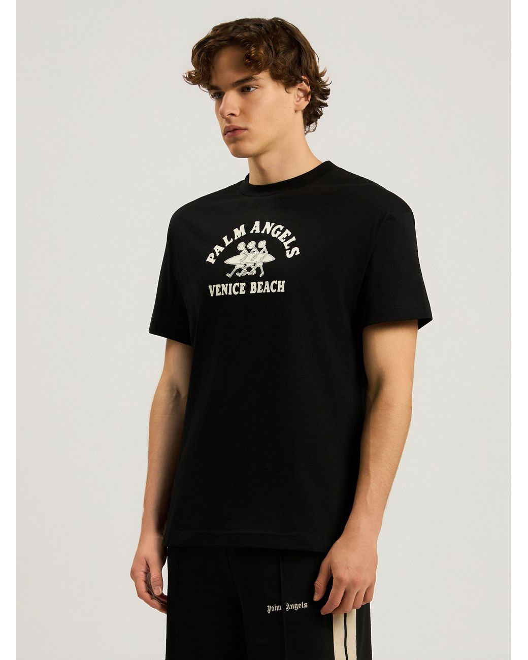 Palm Angels Black Surf Regular T-Shirt for men