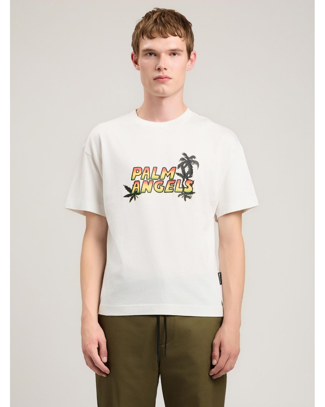 Palm Angels Natural Palm Sunset T-Shirt for men