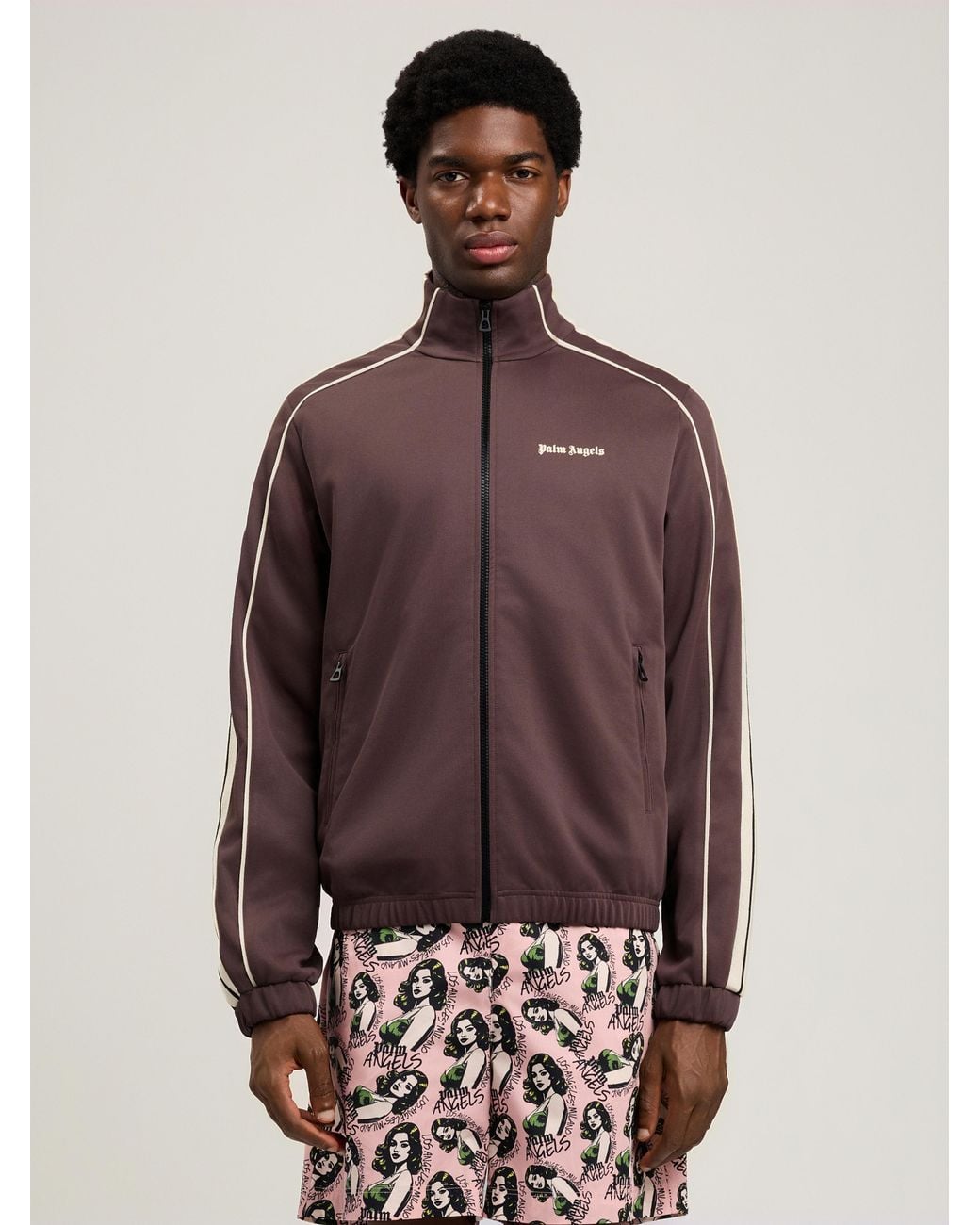 Palm Angels Brown Classic Logo Vintage Track Jacket for men