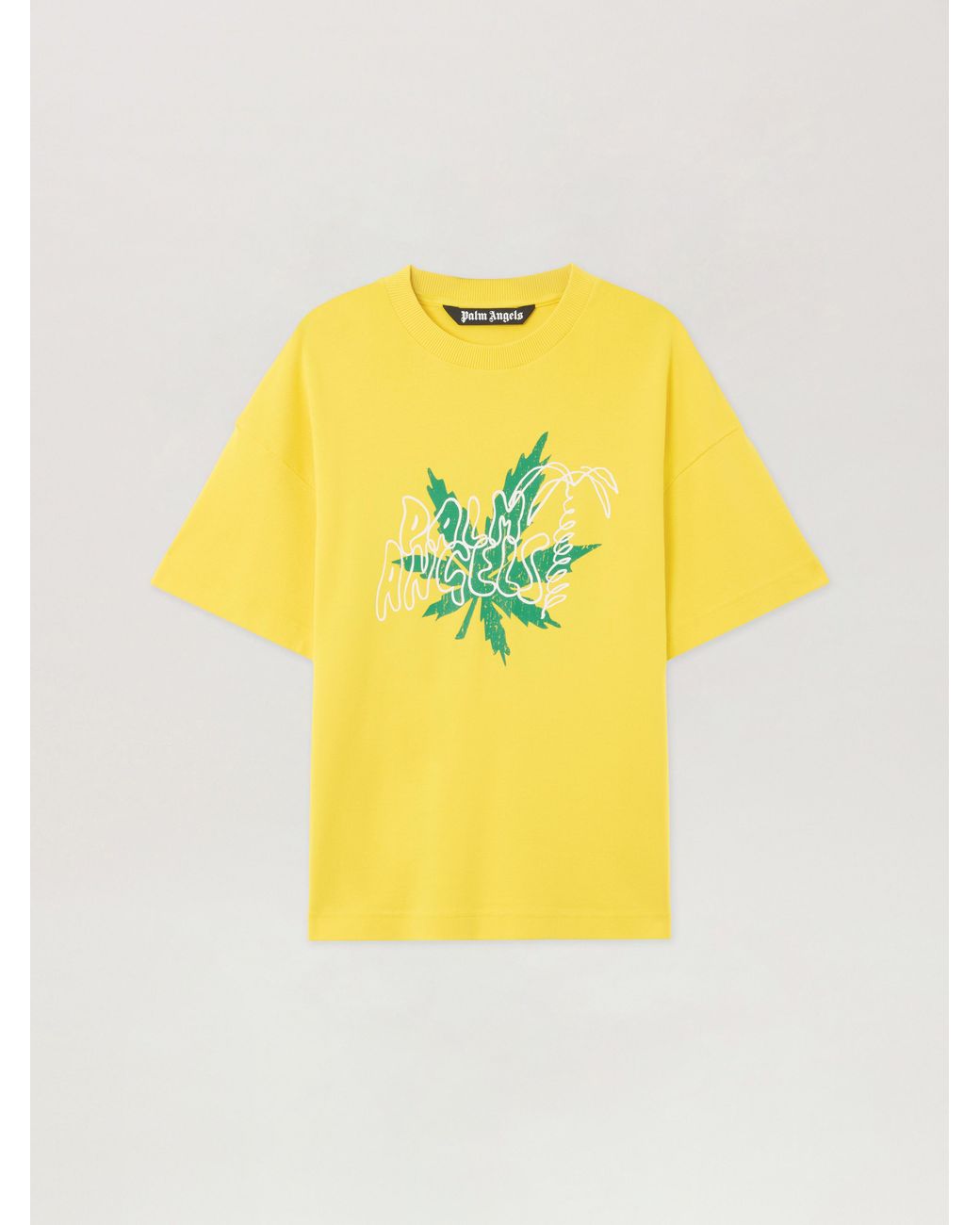 Palm Angels Yellow Palm Leaf T-Shirt for men