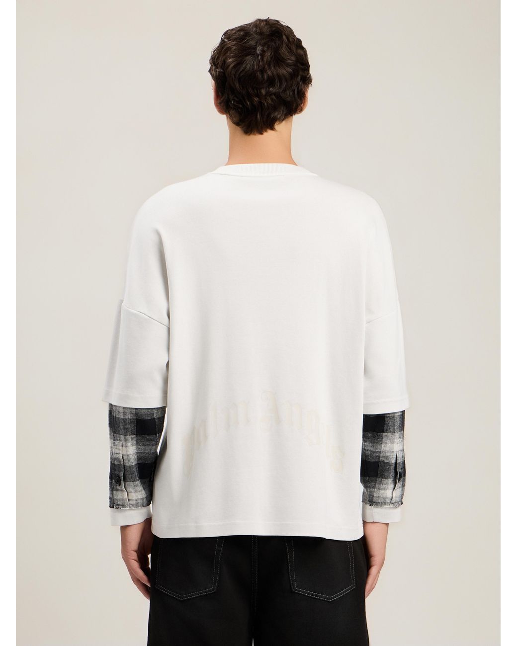 Palm Angels Natural Skull Double Long-Sleeved Shirt for men