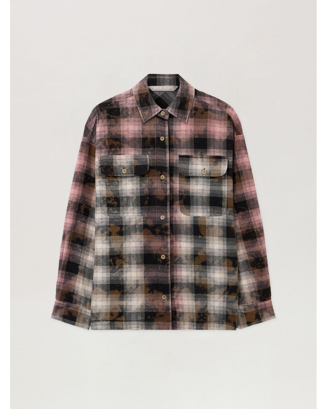 Palm Angels Natural Curved Logo Coated Checkshirt