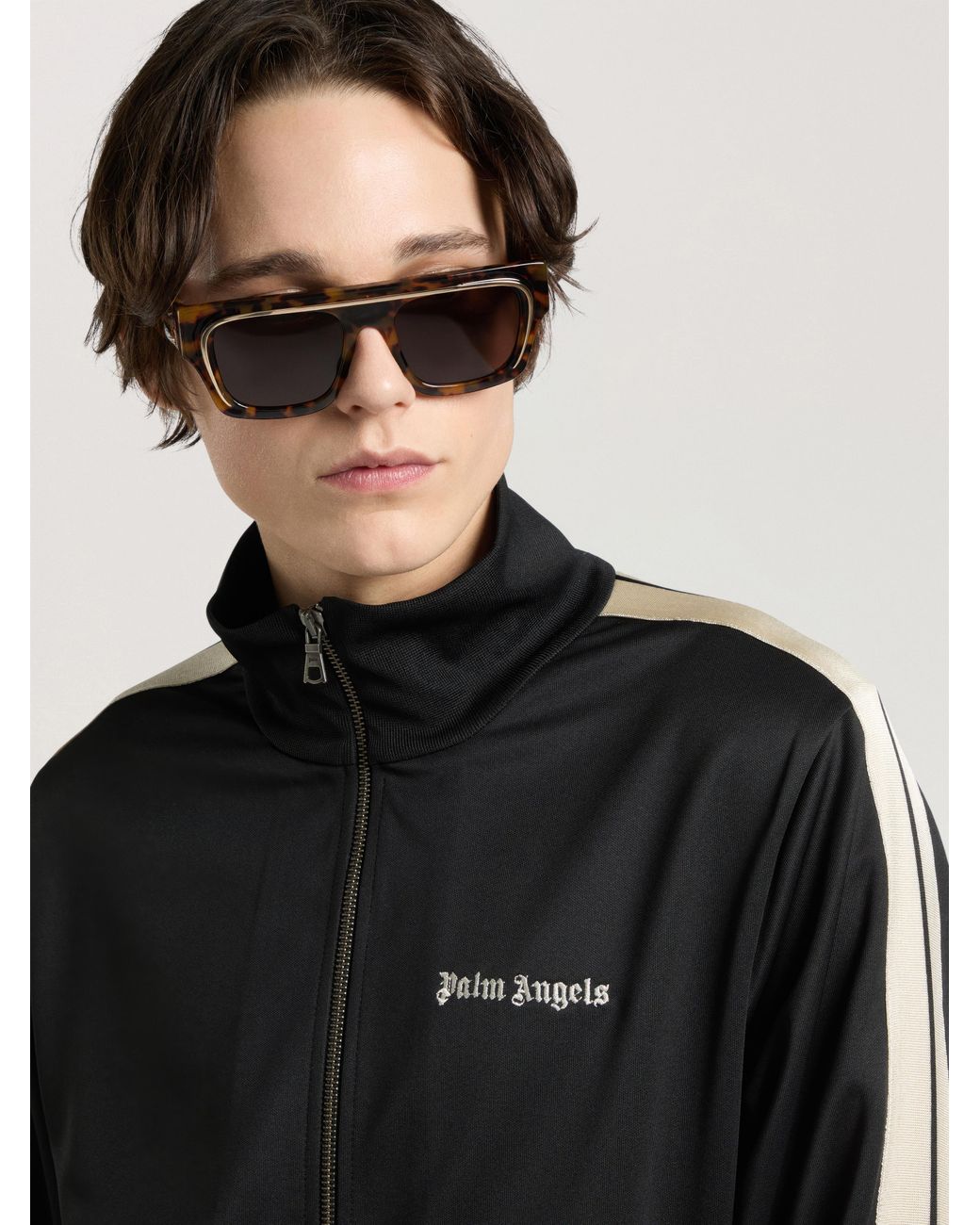 Palm Angels Black Classic Logo Track Jacket for men
