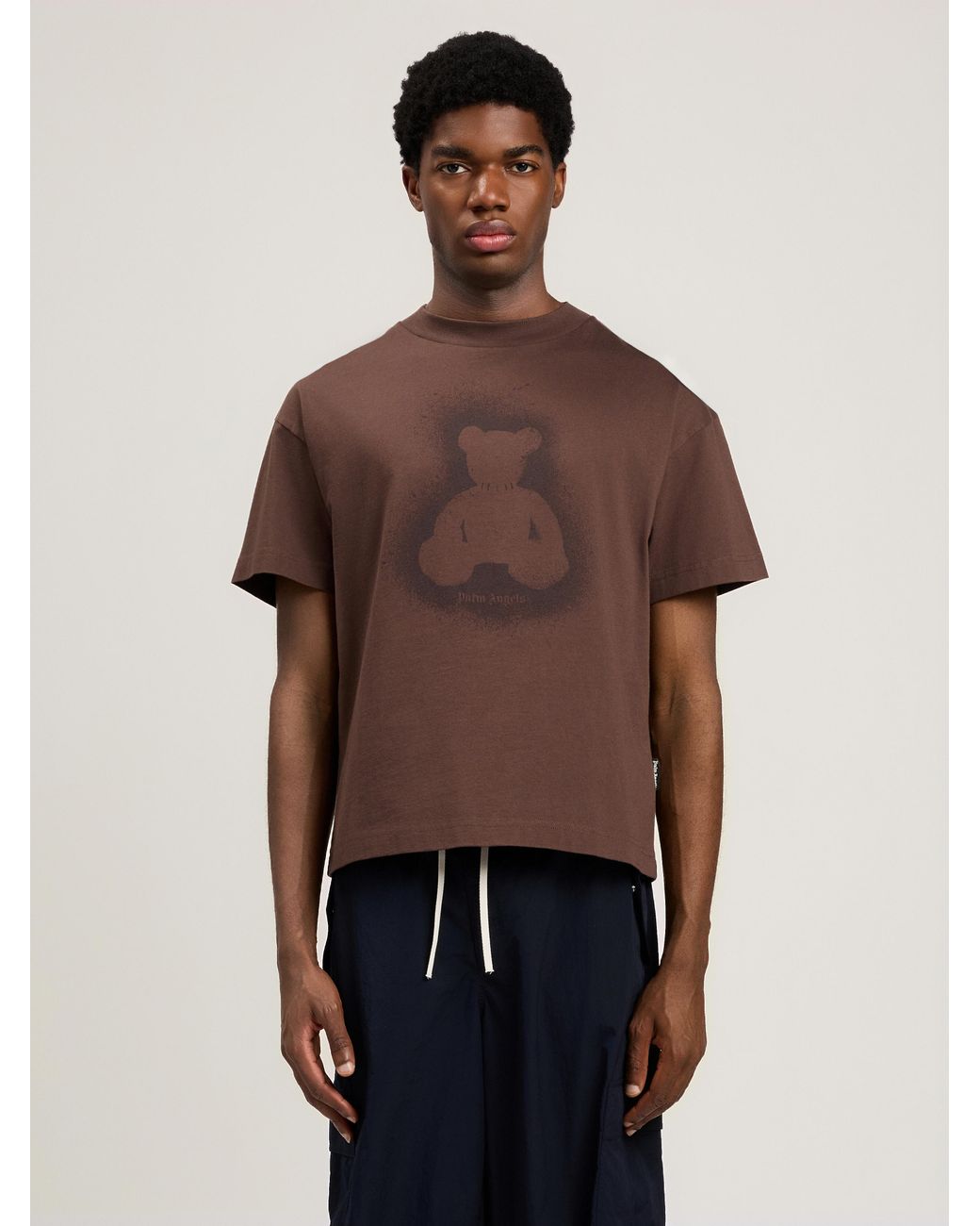 Palm Angels Brown Spray Bear T-Shirt for men