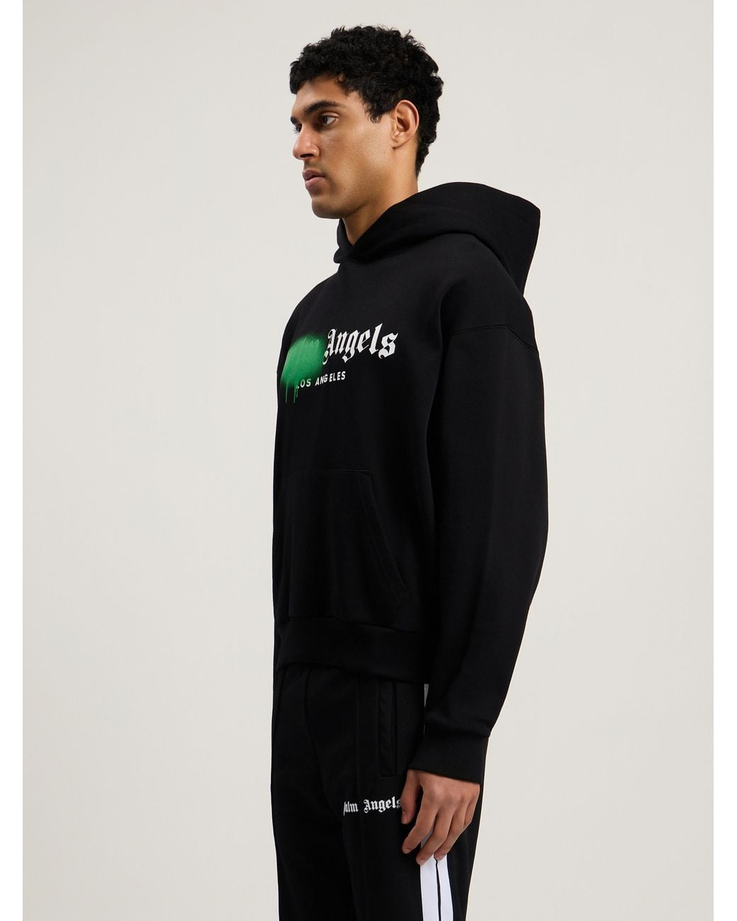 Palm Angels Black Spray City Los Angeles Hoodie for men