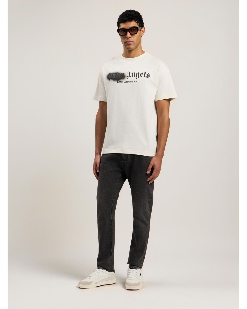 Palm Angels Natural Spray City Los Angeles T-Shirt for men