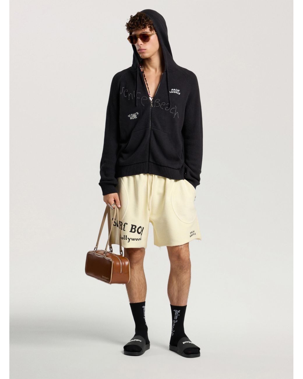 Palm Angels Blue Surfer Dreams Knit Zip-Up Hoodie for men