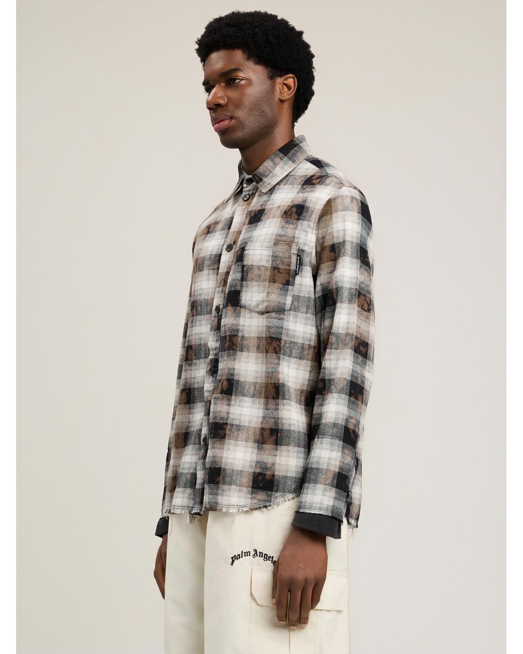 Palm Angels White Classic Logo Check Shirt for men