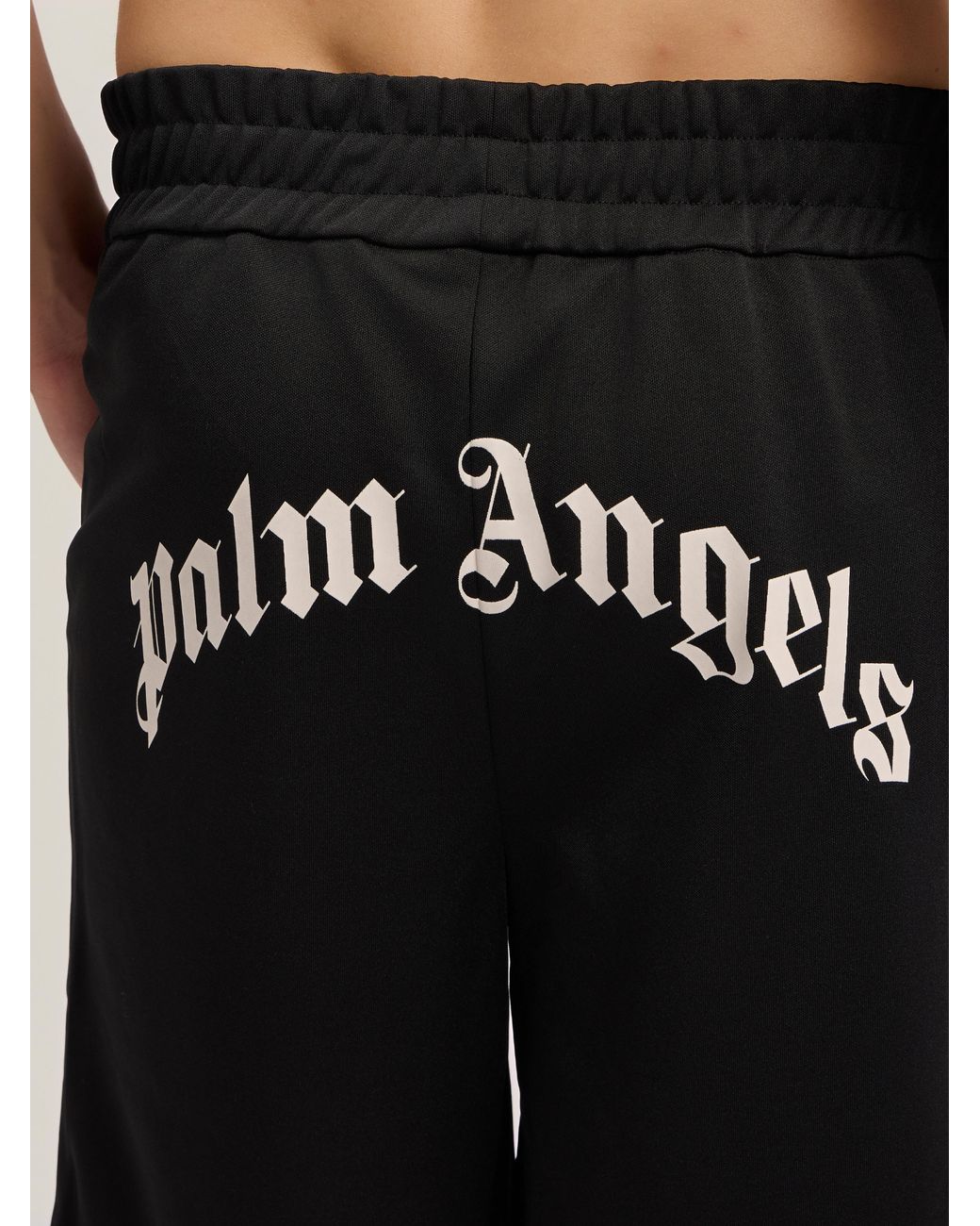 Palm Angels White Back Curved Logo Track Shorts for men