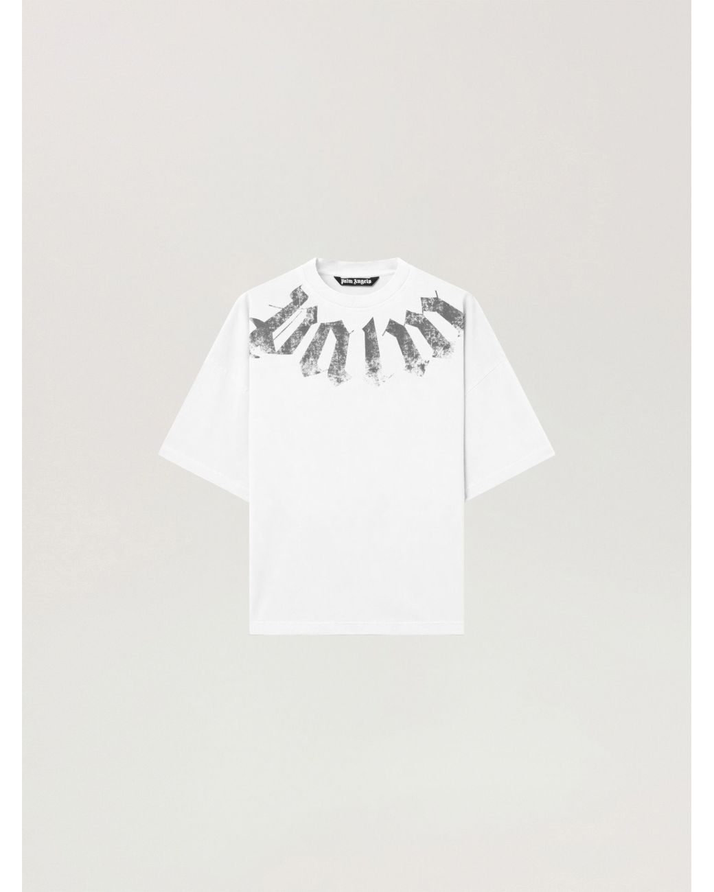 Palm Angels Natural Big Neck Logo Loose T-Shirt Off for men