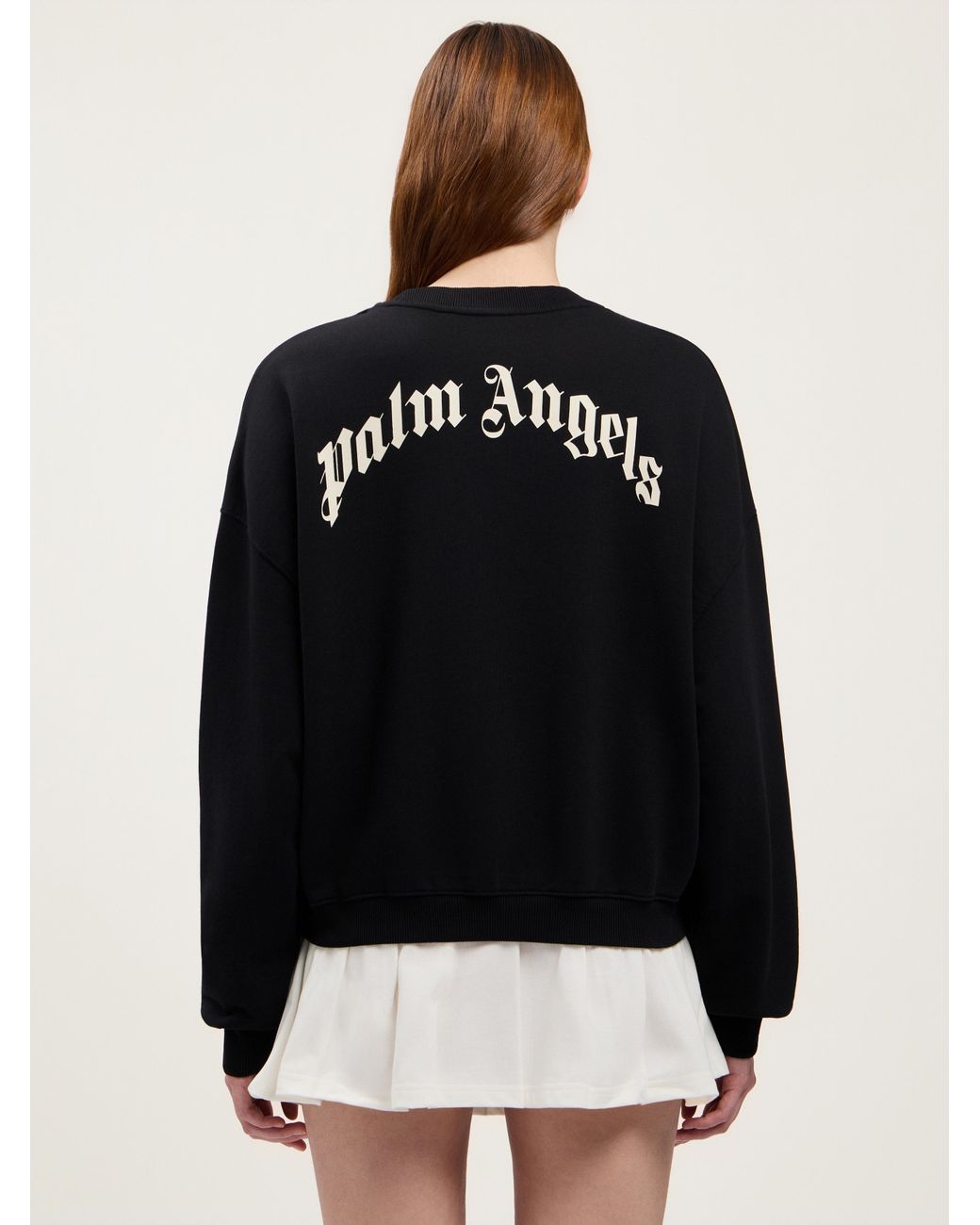 Palm Angels Black Curved Logo Crop Sweatshirt