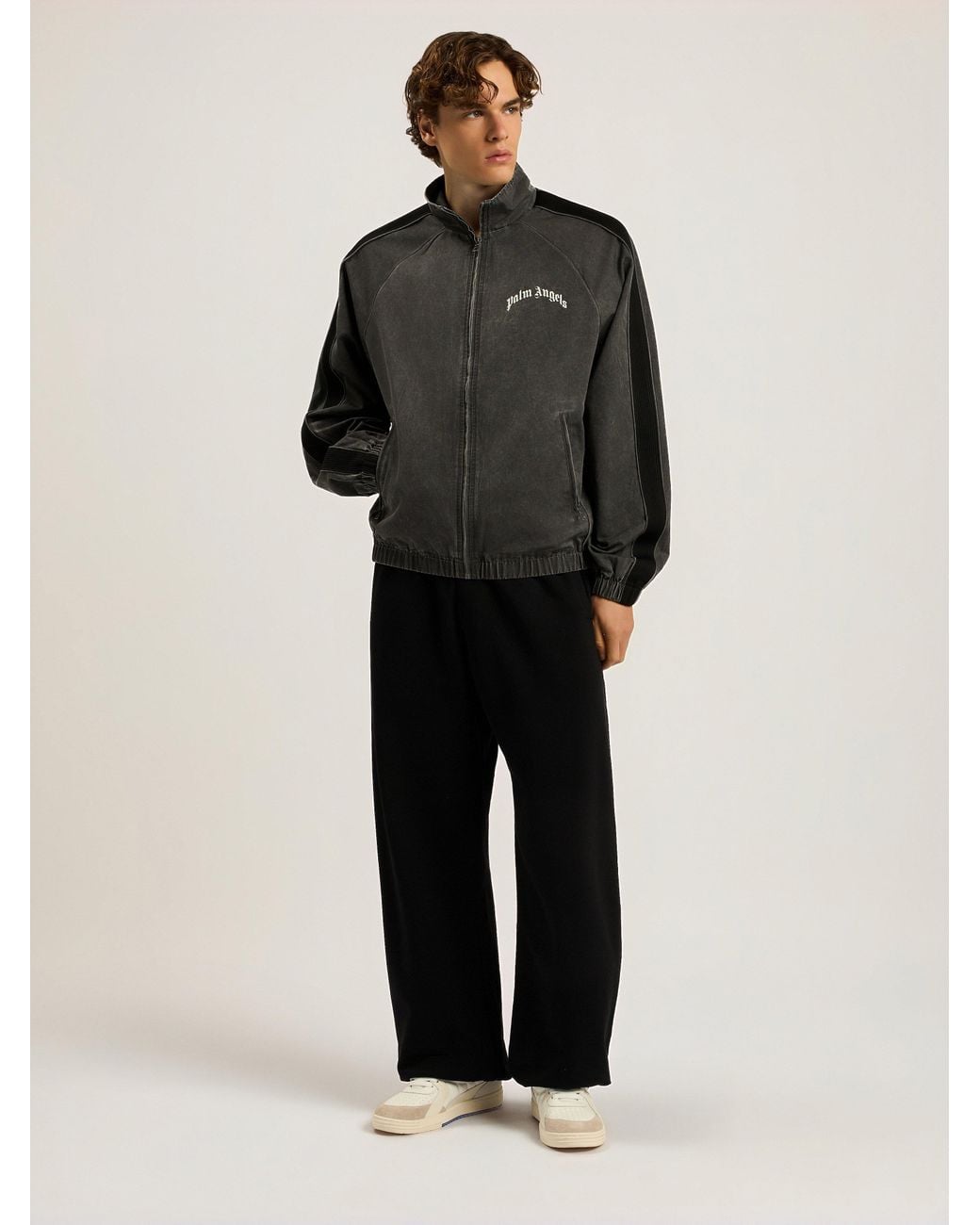 Palm Angels Black Brushed Palm Tree Sweatpants for men