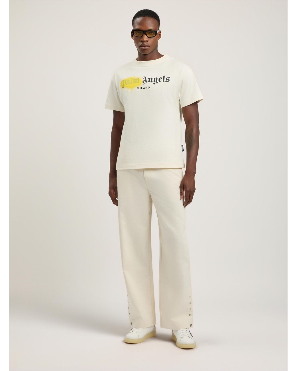Palm Angels Natural Spray City Milan T-Shirt for men