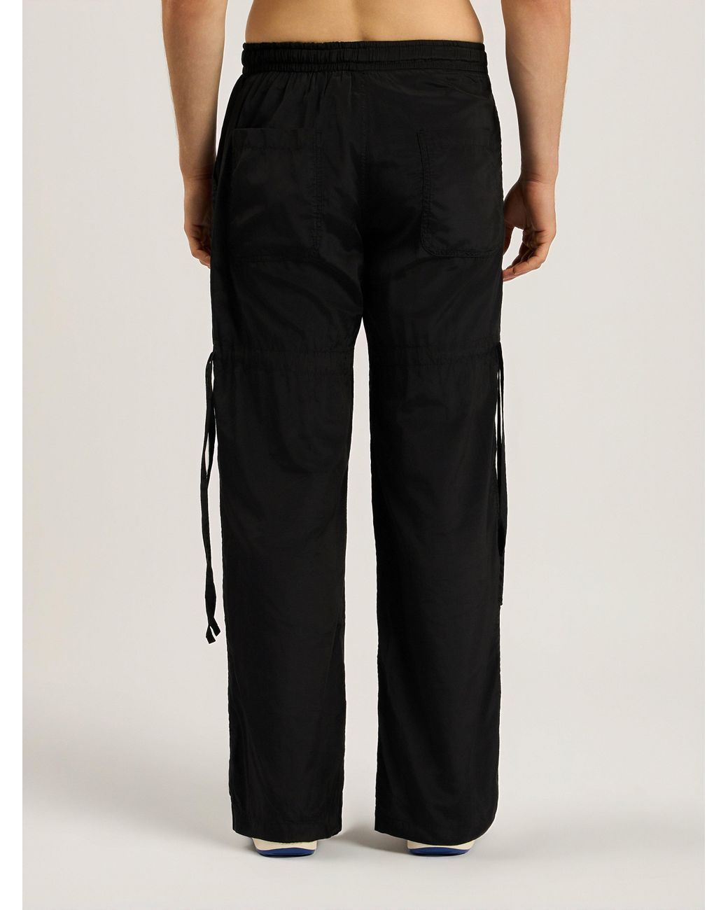 Palm Angels Blue Curved Logo Drawstring Cargo Pants for men