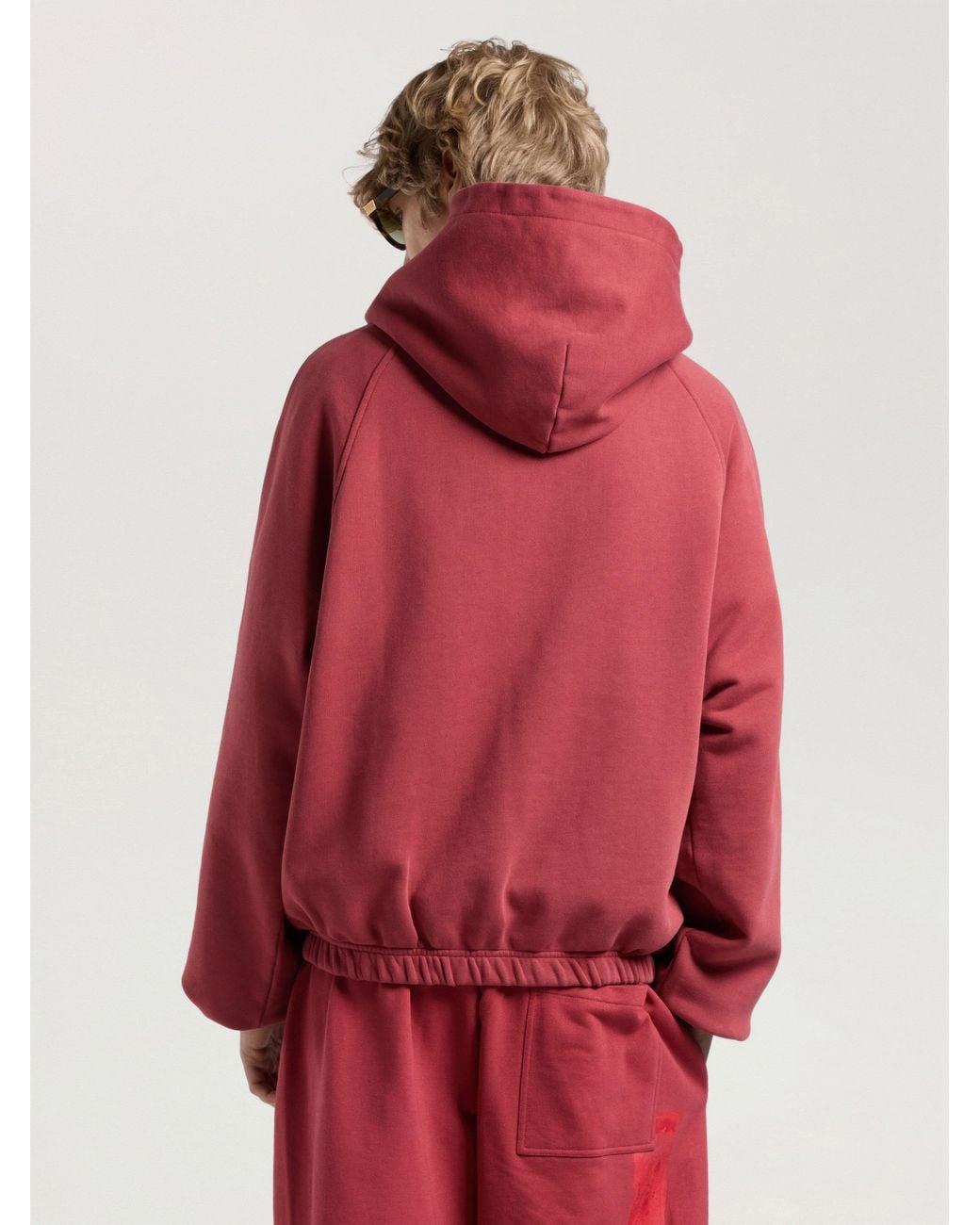 Palm Angels Red Sunset Blvd Palm Loose Hoodie Brick for men