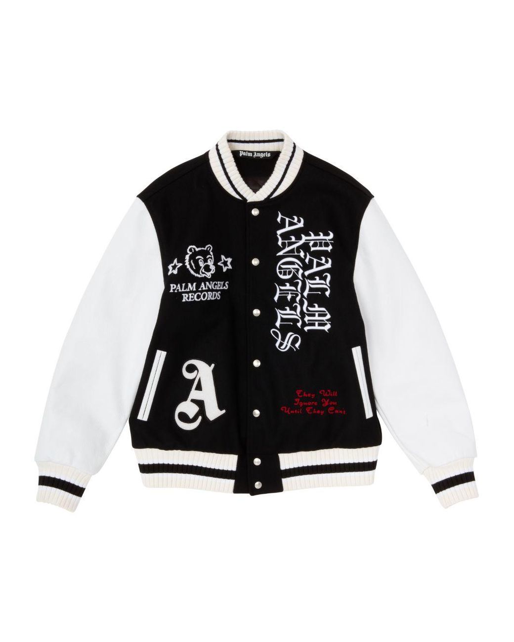 Palm Angels Wool Burning Head Varsity Jacket in Black for Men - Lyst