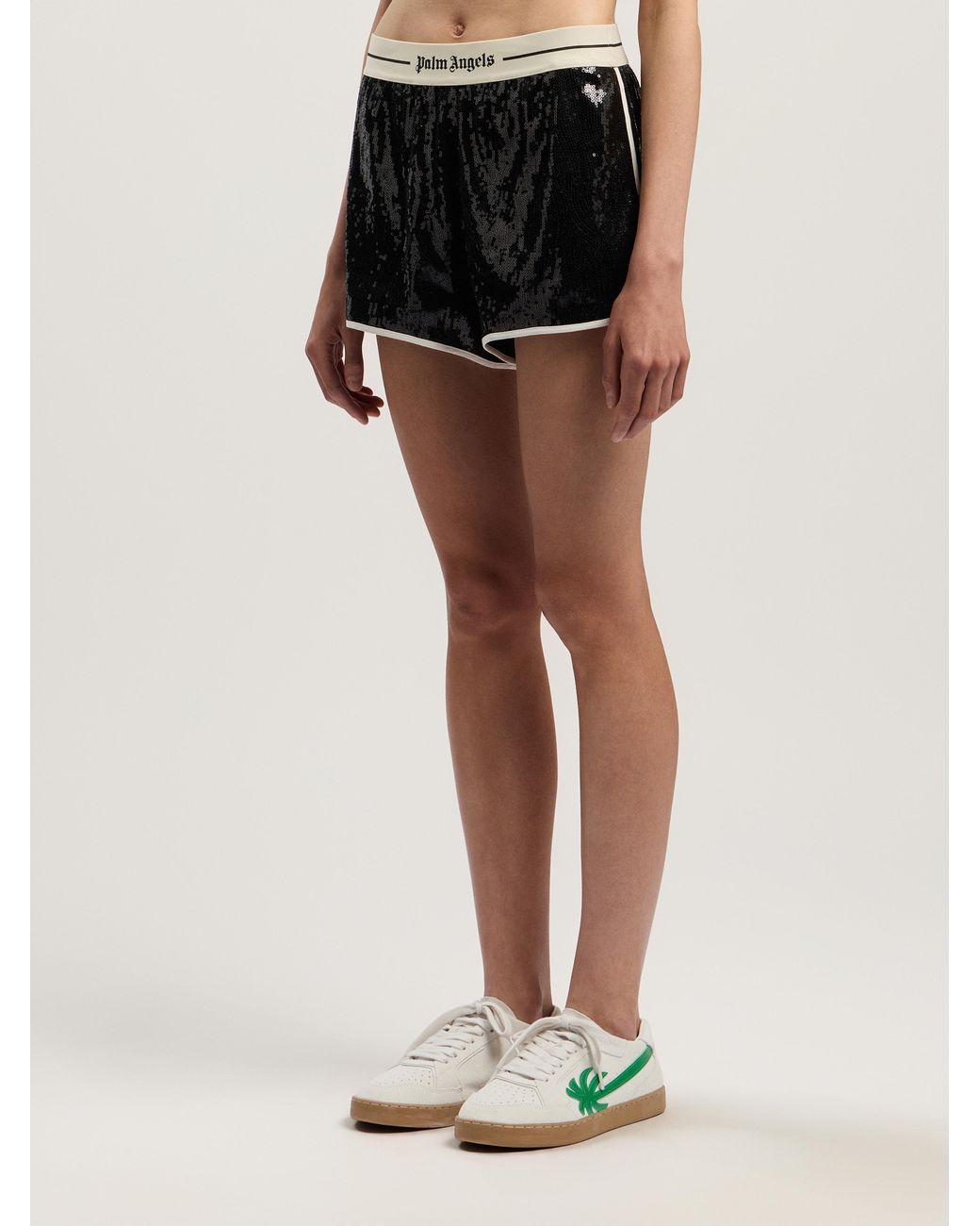 Palm Angels Black Classic Logo Sequin Shorts