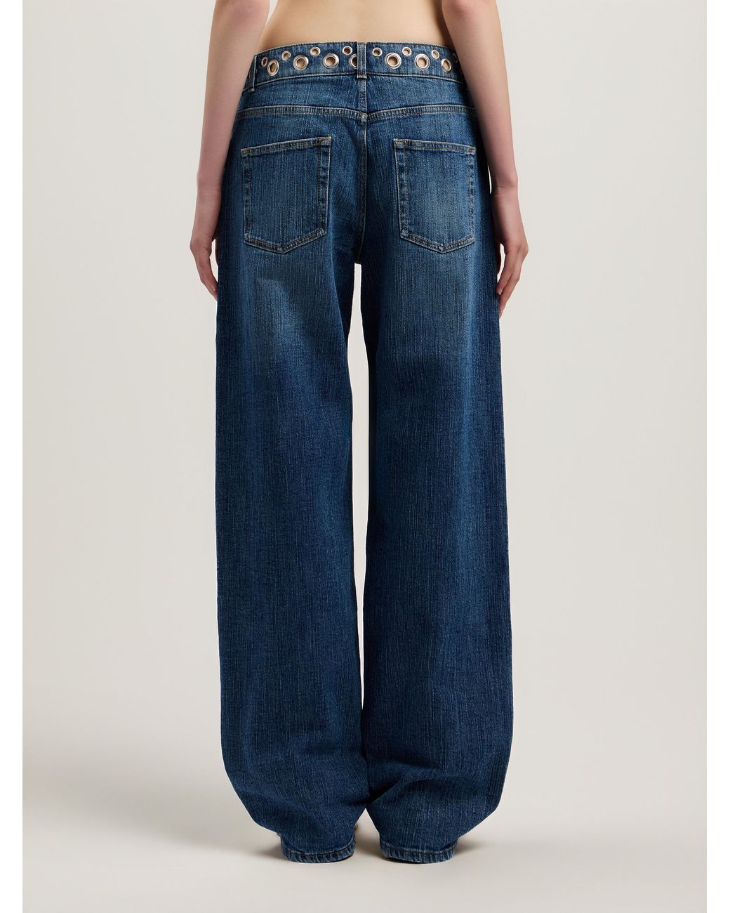 Palm Angels Blue Eyelets Straight Jeans