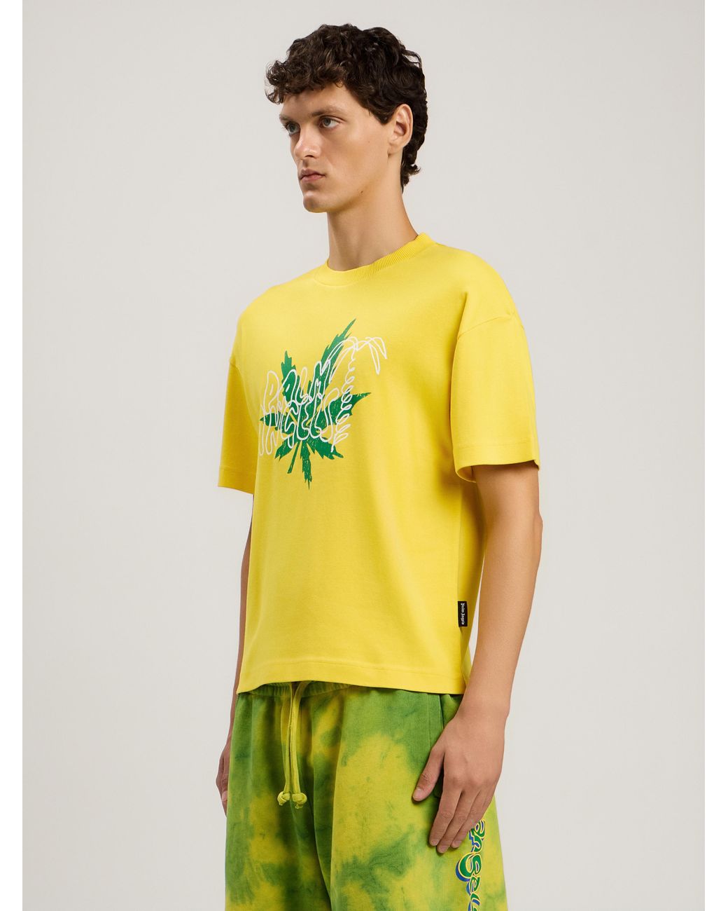 Palm Angels Yellow Palm Leaf T-Shirt for men