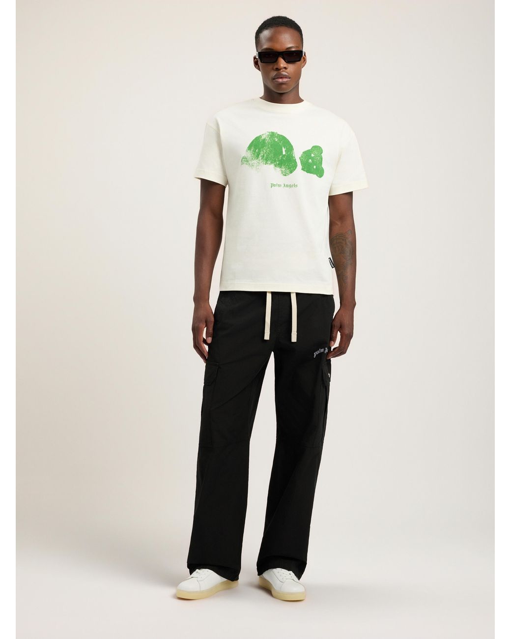 Palm Angels Green Spray Bear T-Shirt for men