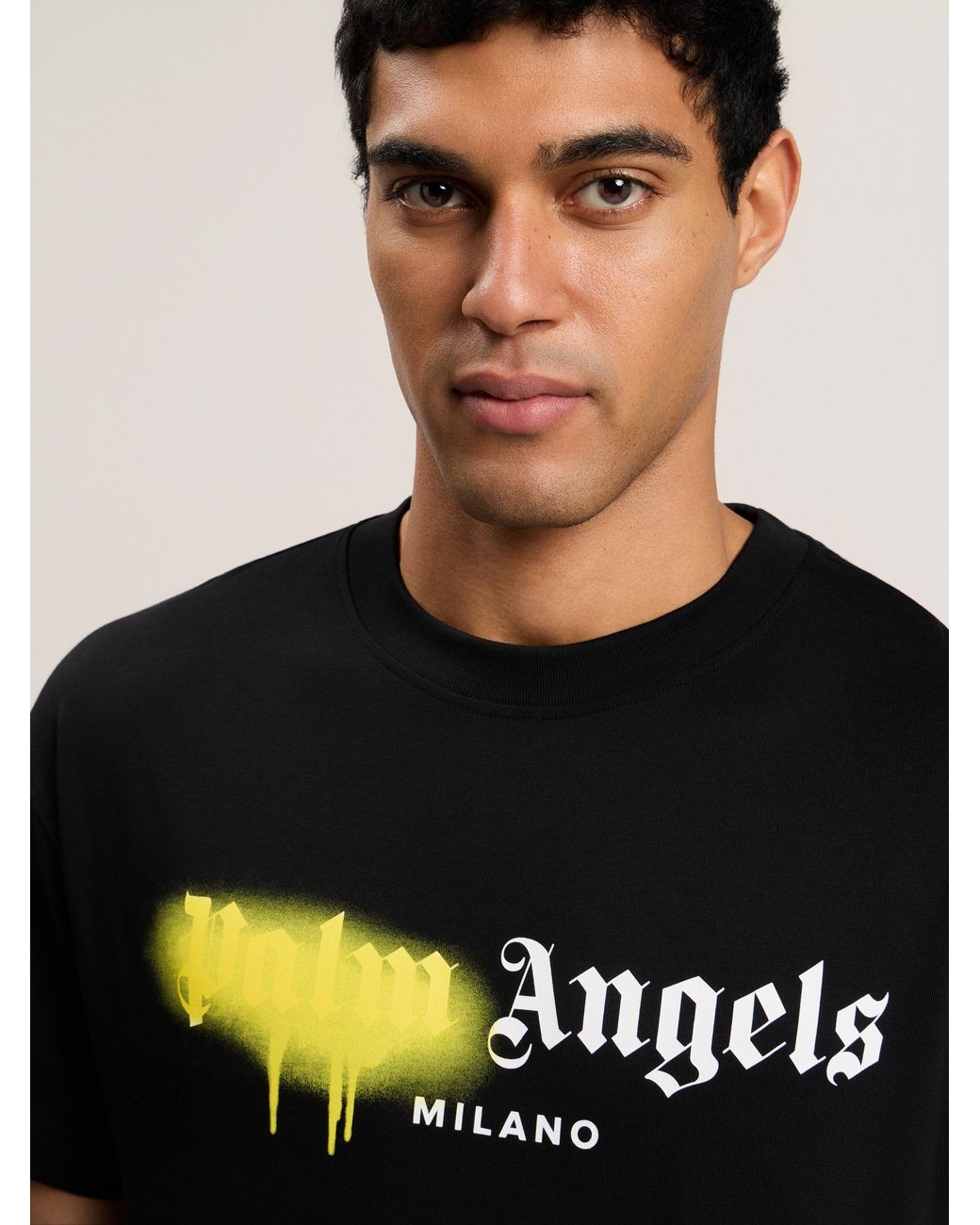 Palm Angels Black Spray City Milan T-Shirt for men