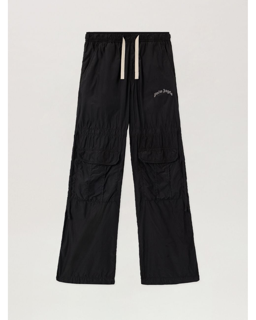 Palm Angels Black Curved Logo Draws Cargo Pants for men