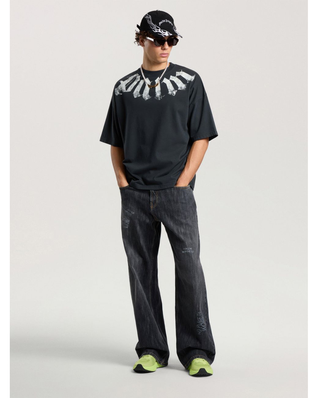 Palm Angels Multicolor Big Neck Logo Loose T-Shirt for men