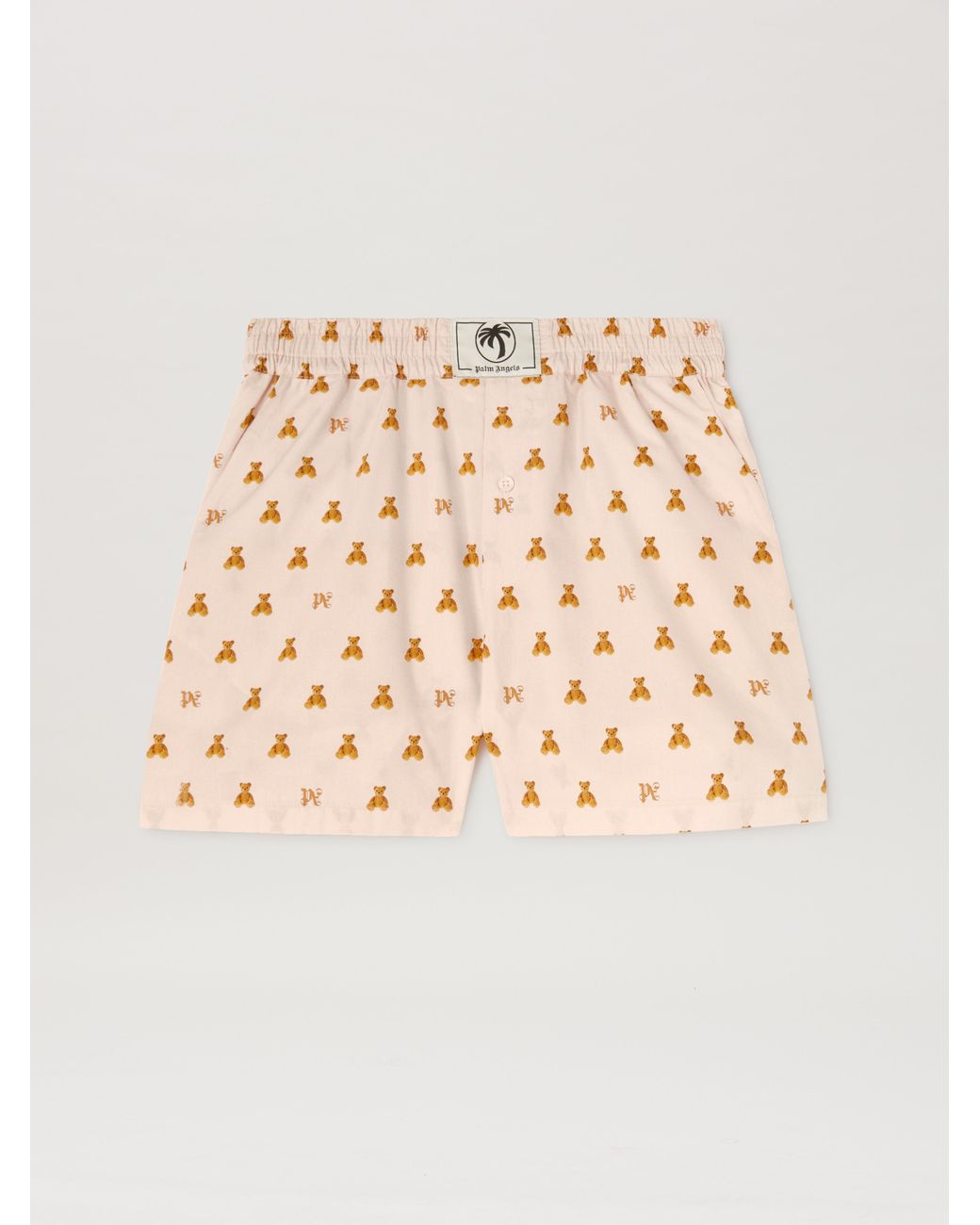 Palm Angels Natural Mini Bear Monogram Shorts Soft