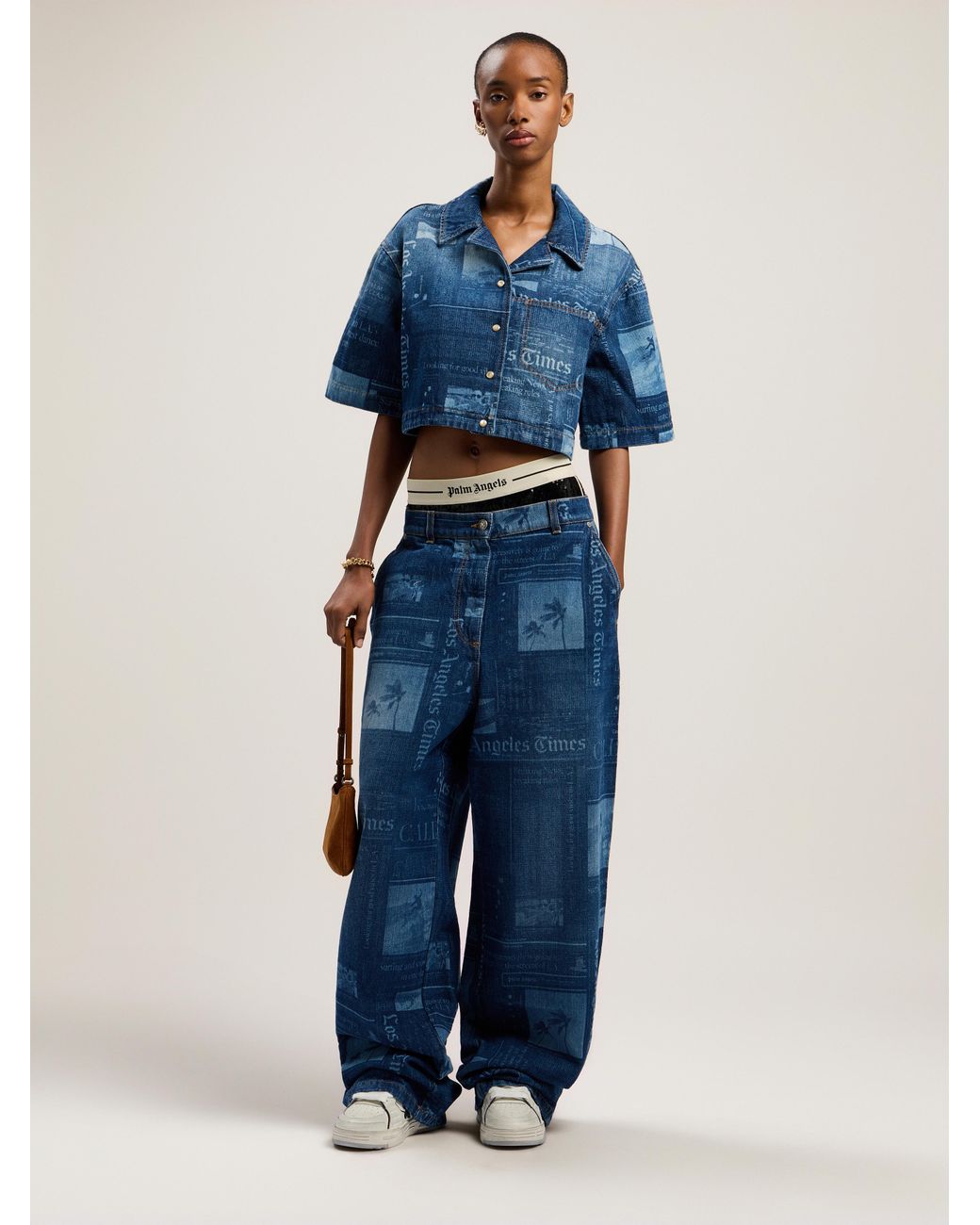 Palm Angels Blue Paxlatimes Baggy Denim Pants Medium